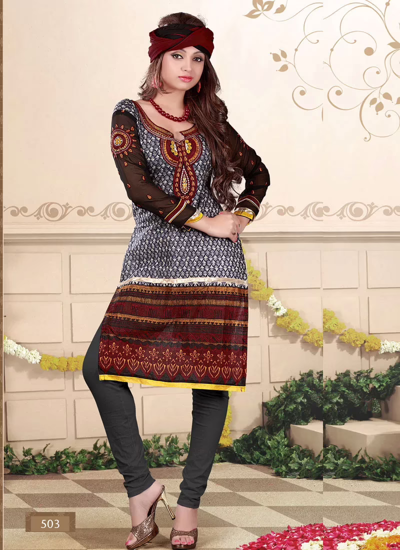 V&V New Fashionable Embroidered Dress Material
