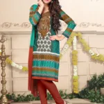 V&V Exclusive Georgette Embroidered Dress Material