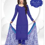 V&V Dark Blue Gorgeous Schiffli Dress Material