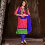 V&V Buy Peach Blue Green Cotton Dress Material