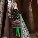 V&V Buy Black Green Dress Material