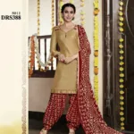 V&V Latest Cream Karishma Kapoor Patiala Cotton Dress Material