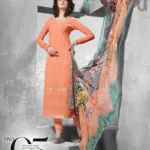 V&V Latest Schiffli Orange Dress Material