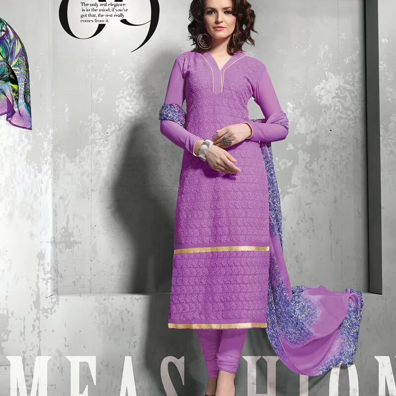 V&V Shopping For Purple Schilli Work Dress Material