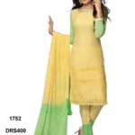 V&V Latest Pure Chiffon Yellow & Parrot Color Dress Material