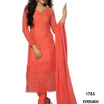 V&V Latest Pure Chiffon Red Color Dress Material