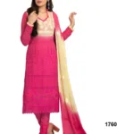 V&V Latest Pure Chiffon Pink & Cream Color Dress Material