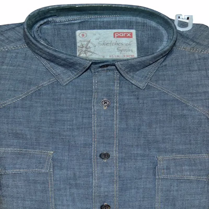 Parx Grey Full Sleeves Denim Shirt