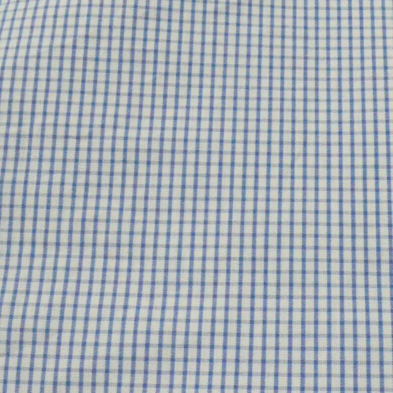 Raymond White With Blue Checks Cotton Blended Shirting Fabric