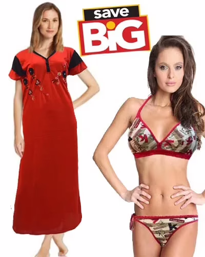 Elegant Nightgown & Lingerie set Combo