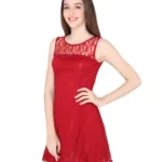 Elliana Preety Woman Maroon Skater Dress