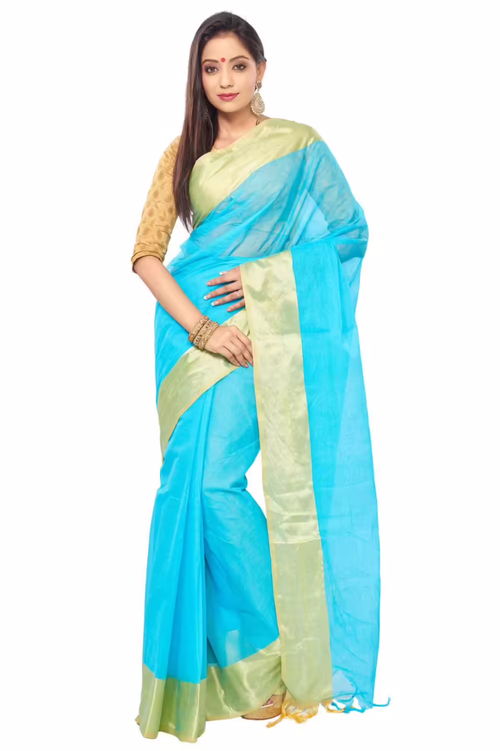 sky blue color bangal Tant saree - Image 3