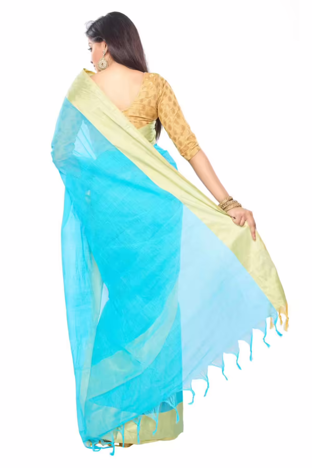 sky blue color bangal Tant saree