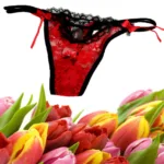 Floral Red Double String Thong