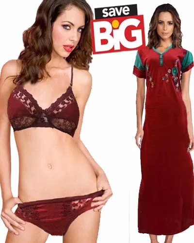 Gracious Nightgown & Lingerie set Combo Pack