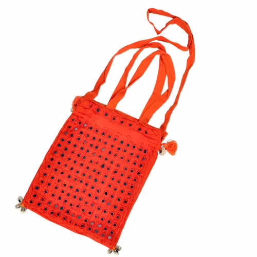 Stylish Embroidered Vibrant Orange College Bag