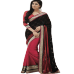 Black Colour Brasso Traditional Designer Occation Wear Saree With Matching Blouse Piece