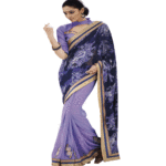 Violet Colour Brasso Traditional Designer Occation Wear Saree With Matching Blouse Piece