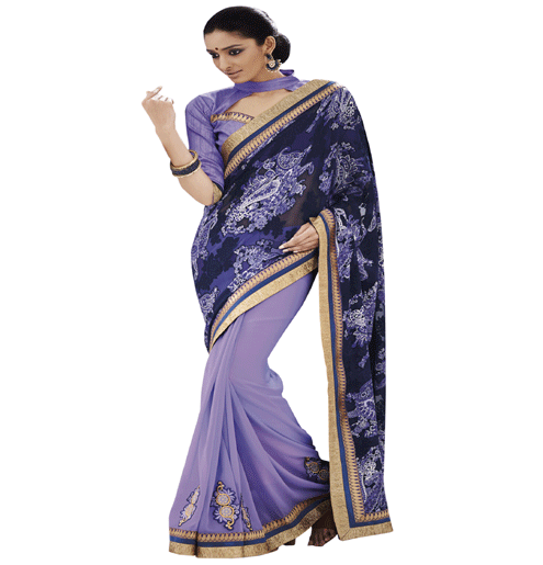Violet Colour Brasso Traditional Designer Occation Wear Saree With Matching Blouse Piece