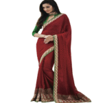 Maroon Colour Crepe Jacquard Traditional Designer Occation Wear Saree With Matching Blouse Piece