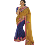 Yellow Colour Georgette Traditional Designer Occation Wear Saree With Matching Blouse Piece