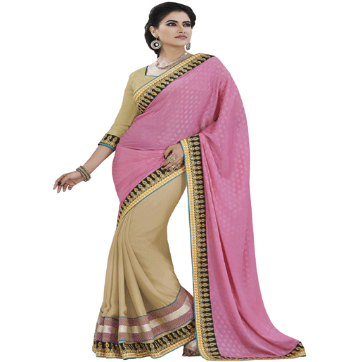 Pink Colour Tureky Jacquard Traditional Designer Occation Wear Saree With Matching Blouse Piece