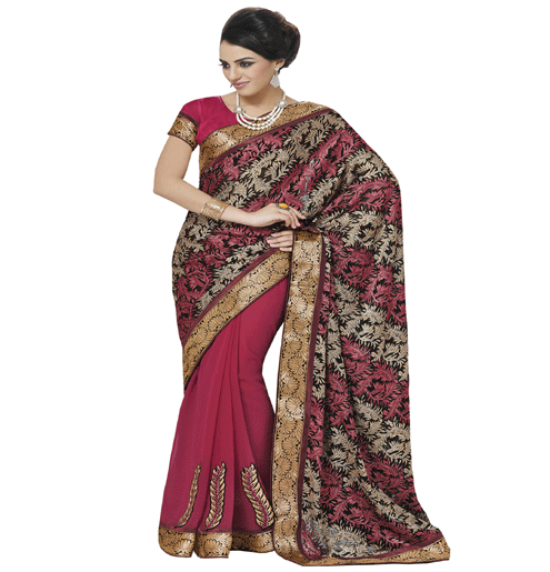 Multi Colour Brasso Traditional Designer Occation Wear Saree With Matching Blouse Piece