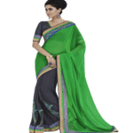 Green Colour Georgette Traditional Designer Occation Wear Saree With Matching Blouse Piece