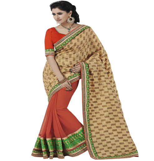 Gold Colour Silk Jacquard Traditional Designer Occation Wear Saree With Matching Blouse Piece