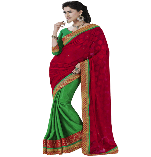 Red Colour Jacquard Traditional Designer Occation Wear Saree With Matching Blouse Piece