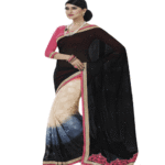 Black Colour Georgette Traditional Designer Occation Wear Saree With Matching Blouse Piece