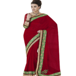 Red Colour Georgette Traditional Designer Occation Wear Saree With Matching Blouse Piece