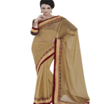 Beige Colour Chiffon Traditional Designer Occation Wear Saree With Matching Blouse Piece