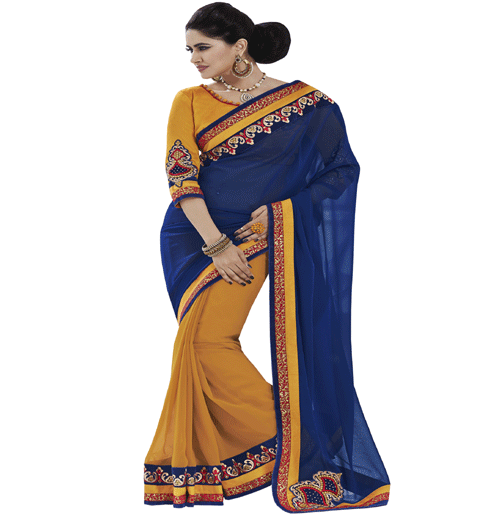Purple Colour Georgette Traditional Designer Occation Wear Saree With Matching Blouse Piece