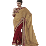 Beige Colour Chiffon Traditional Designer Occation Wear Saree With Matching Blouse Piece
