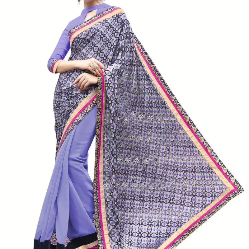 Purple Traditional Designer Saree With Matching Blouse Piece