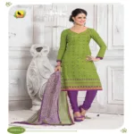 Jeenal-A Cotton Royal Red & Cream Color Unstitched Suit