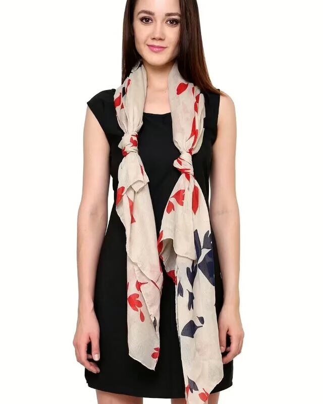 Maple Red & Black Cotton Stole for women