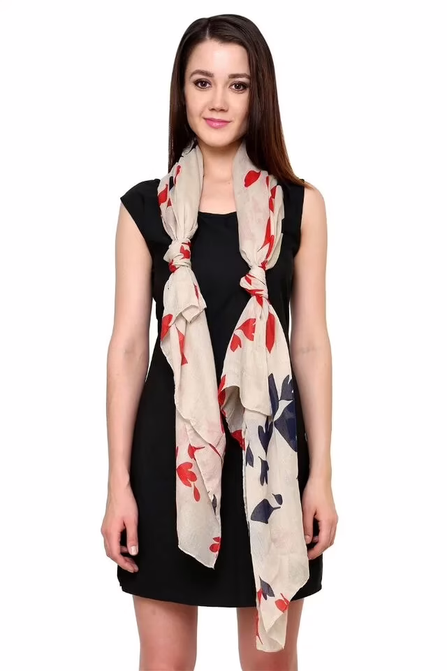 Maple Red & Black Cotton Stole for women