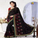 Kangana Black  Dupion Silk Saree