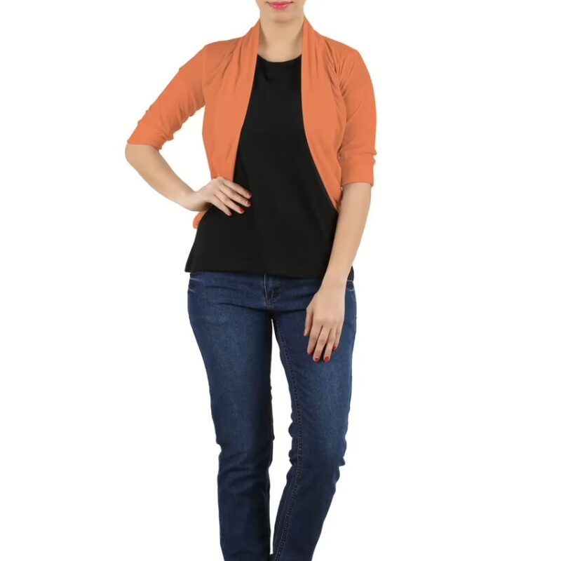 MSS Wings Light Orange Viscose High Fashionable Shrug