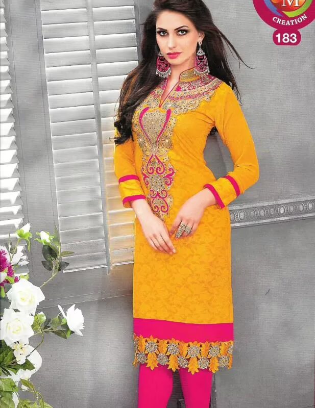 Orange Casual Full Sleeve Women's Kurti