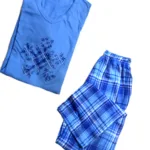La Vieen Sky Blue Printed Loungwear