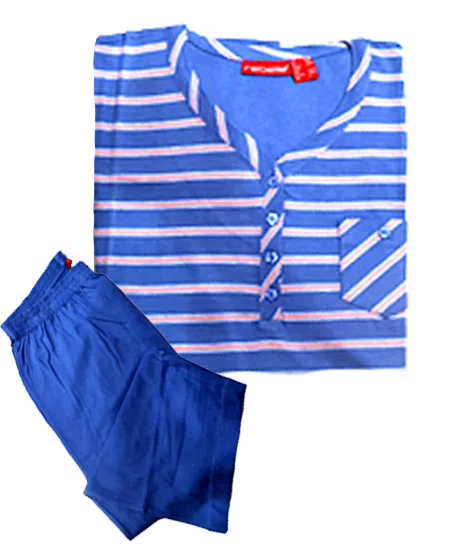 Rebella Light Blue Pink Linning Night Suit