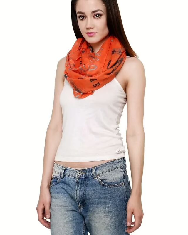 Orange Love Infinity Loop Printed Scarf for women