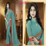 Mizzoli Green Pure Georgette Printed Saree