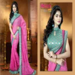 Mizzoli  Pink Jacquard Printed Saree