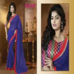 Mizzoli Blue Pure Georgette Printed Saree