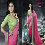 Mizzoli Pink Pure Georgette Printed Saree