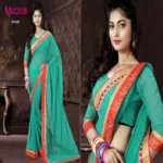Mizzoli Green Pure Georgette Printed Saree